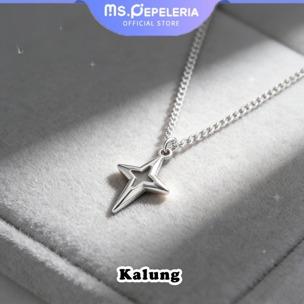Kalung Titanium Star Pria Anti Karat Model Bintang Kekinian AR Titanium Aksesoris Pria Korean Style Elegan