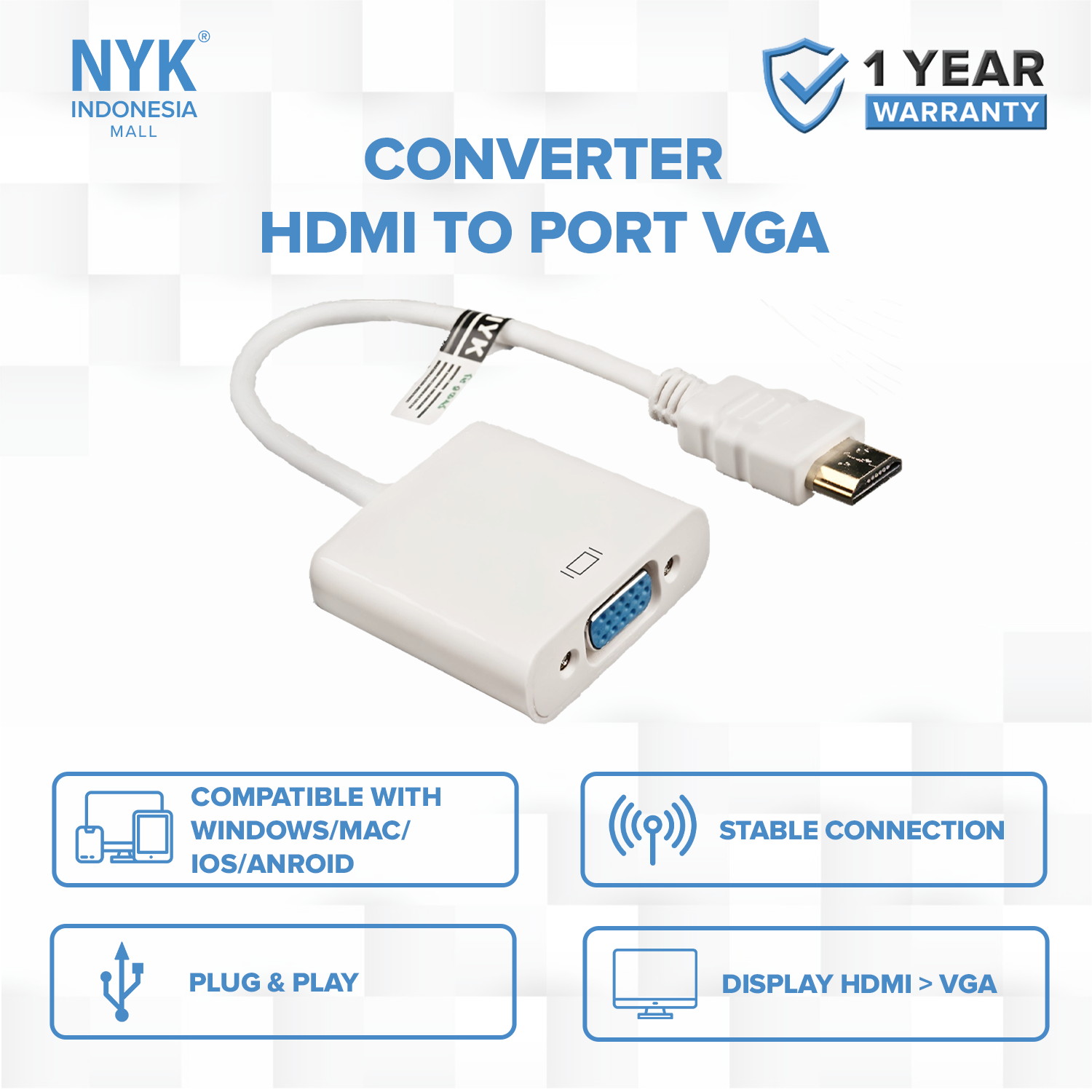 NYK Converter Kabel Hdmi display to port VGA