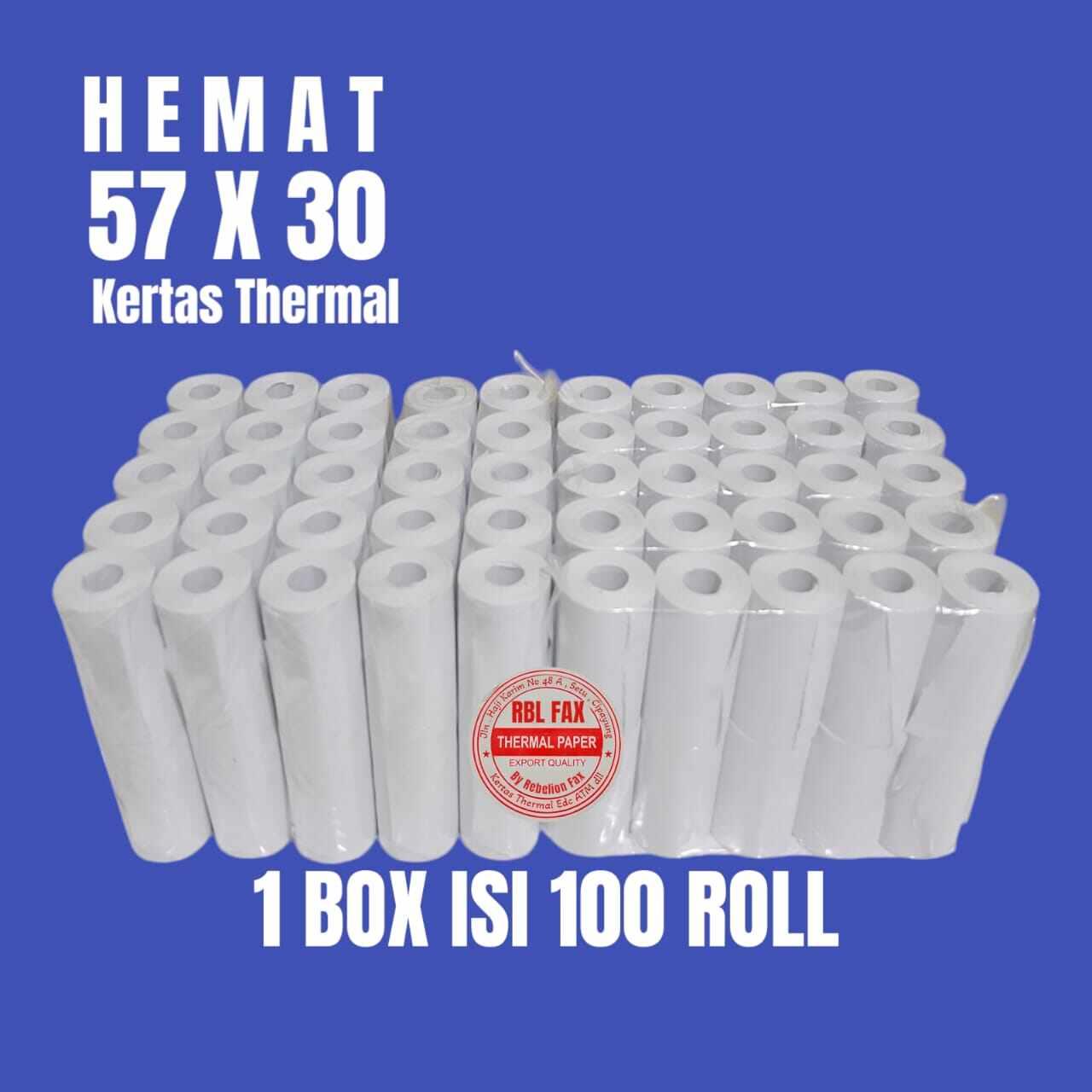 kertas thermal murah 57x30mm paket 100 roll