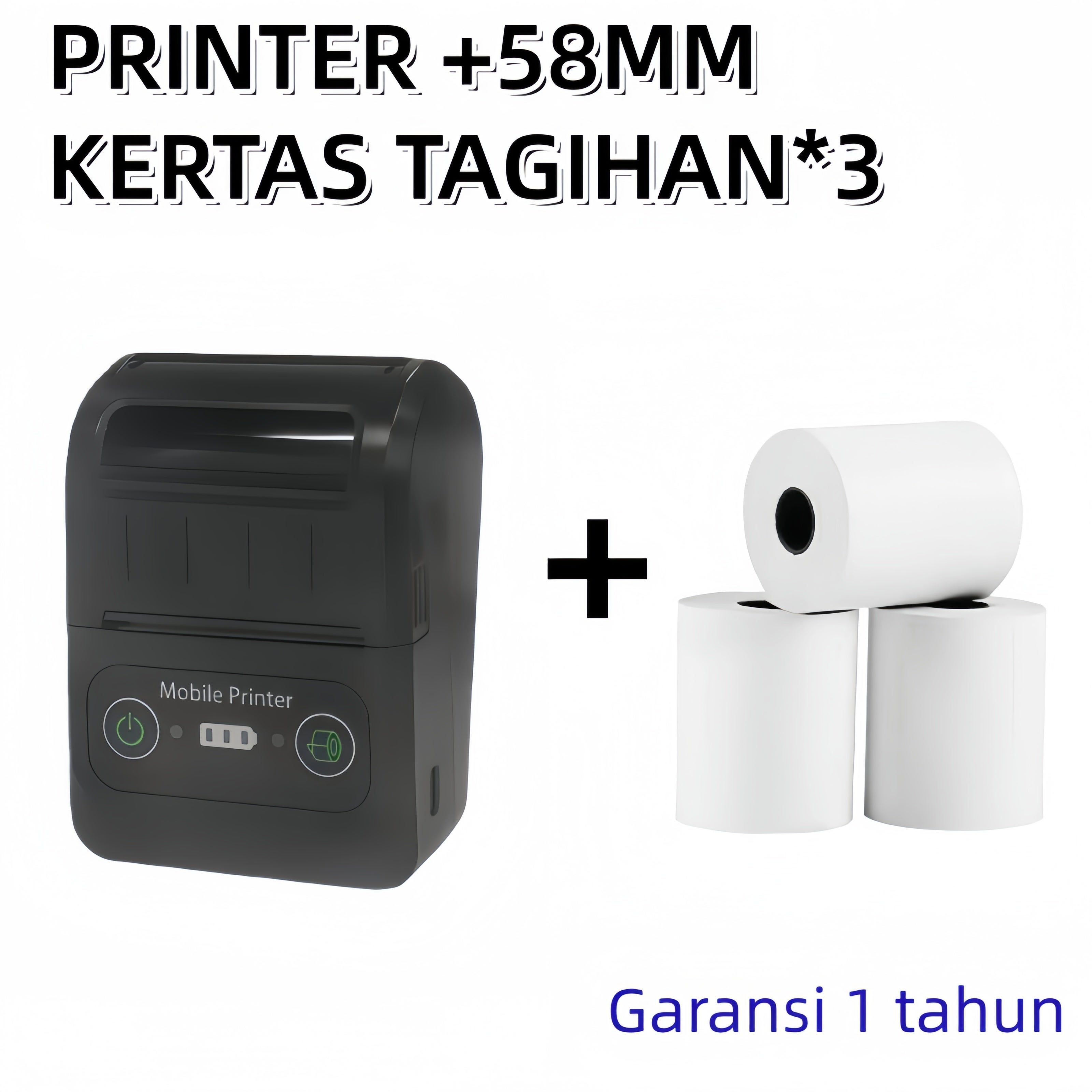 printer thermal mini printer bluetooth buat hp Printer Kasir Terbaik 58mm printer resi paket Dukung Semua Sistem Gratis 3 Kertas