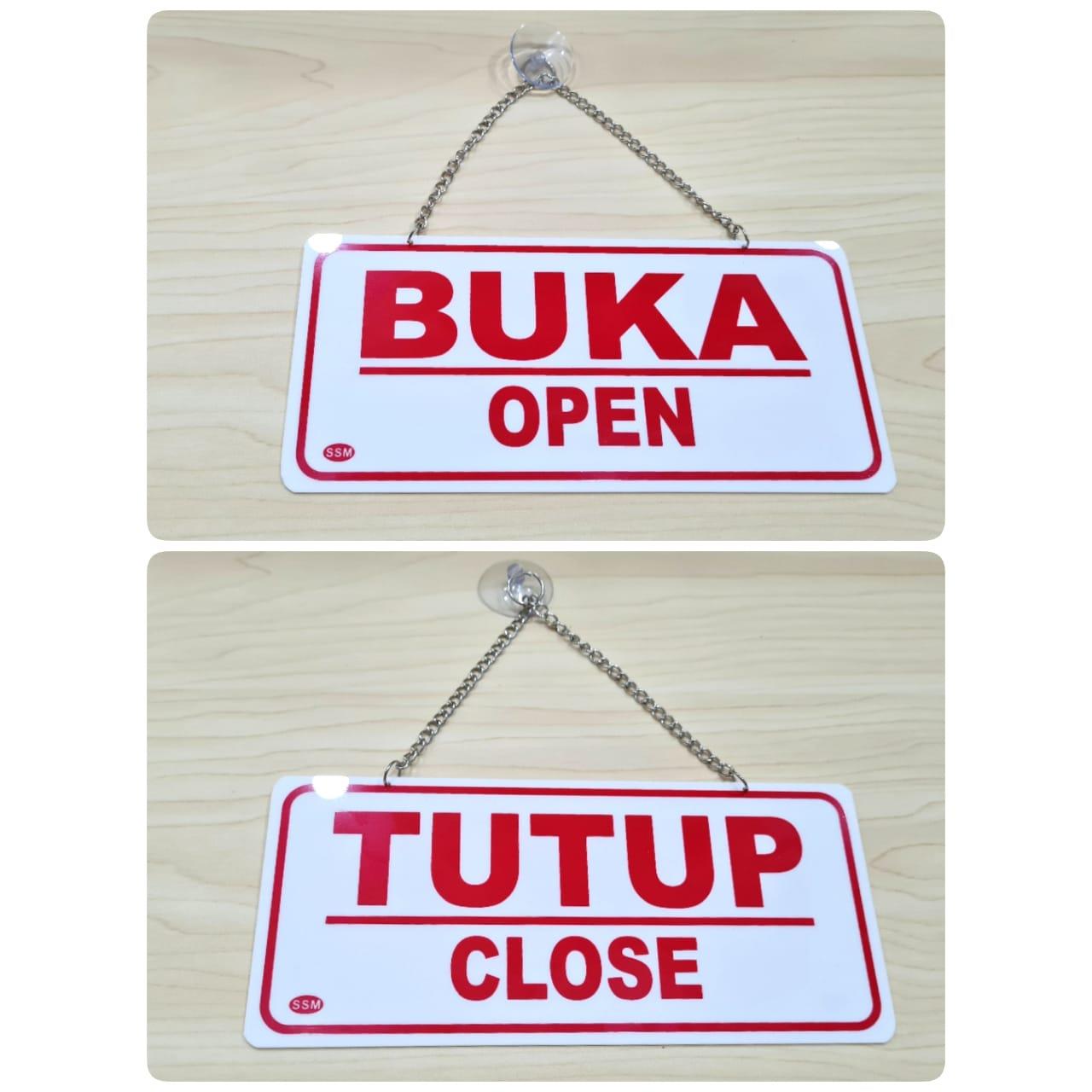 Sign Label Akrilik MEDIUM BUKA TUTUP RANTAI