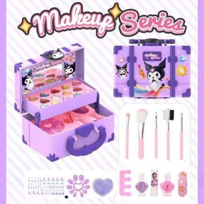 33pcs Mainan Kosmetik Kecantikan Anak Set Kotak Makeup Hadiah Ulang Tahun untuk Anak Perempuan Set Riasan Anak