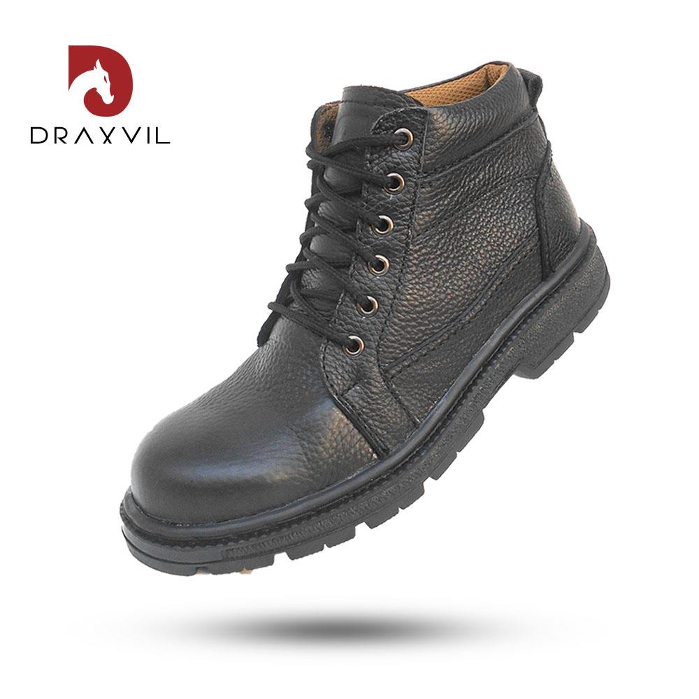 Draxvil - Sepatu Safety Kulit Sapi Asli safety shoes ujung besi hitam 09