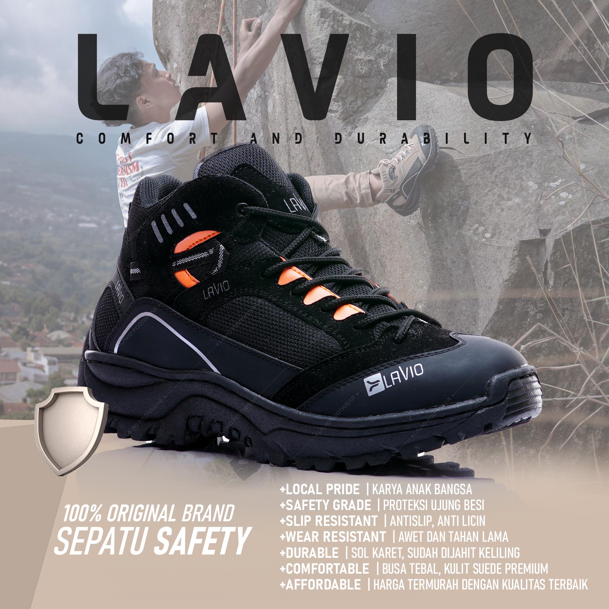 Sepatu Pria Safety Ujung Besi Original Lavio Galen Untuk Trekking Hiking Climbing Kerja Proyek Lapangan 36 37 38 39 40 41 42 43 44 45 46