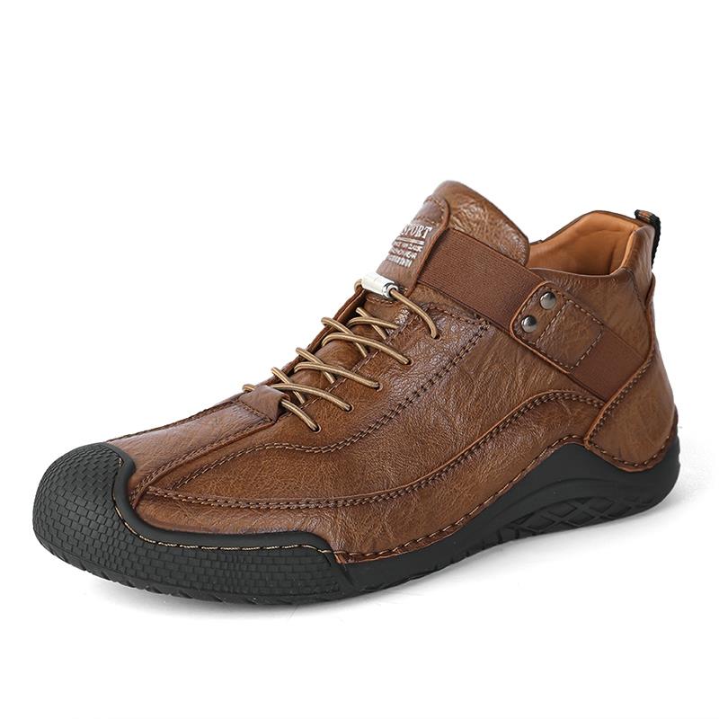 COD Fashion Klasik Sepatu Boots Pria Tinggi Kulit Sapi Formal Kerja Lentur Karet Handmade Keren Anti Slip Kekinian 344
