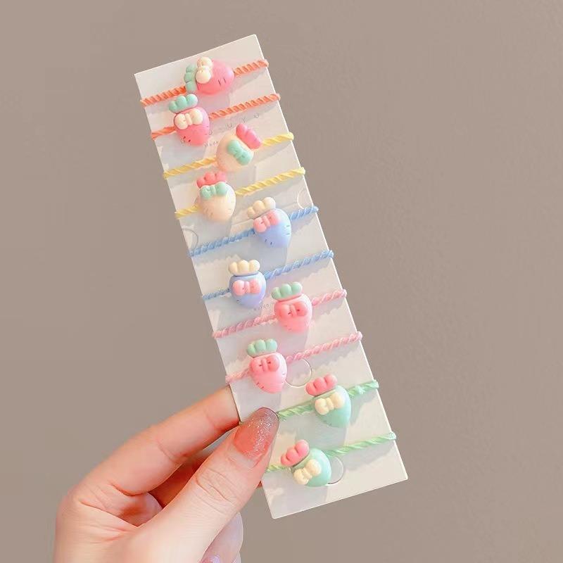 ED - 10PCS / SET KUNCIRAN IKAT RAMBUT ANAK KARAKTER TOWEL RING MODEL KOREA / IKATAN RAMBUT KARET DONAT ANAK-ANAK