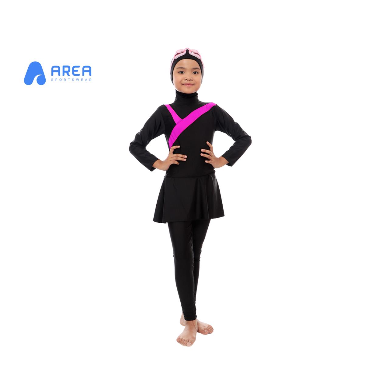 Baju Renang Anak Perempuan Muslimah SD 6-10 Tahun Cewek Muslim Polos