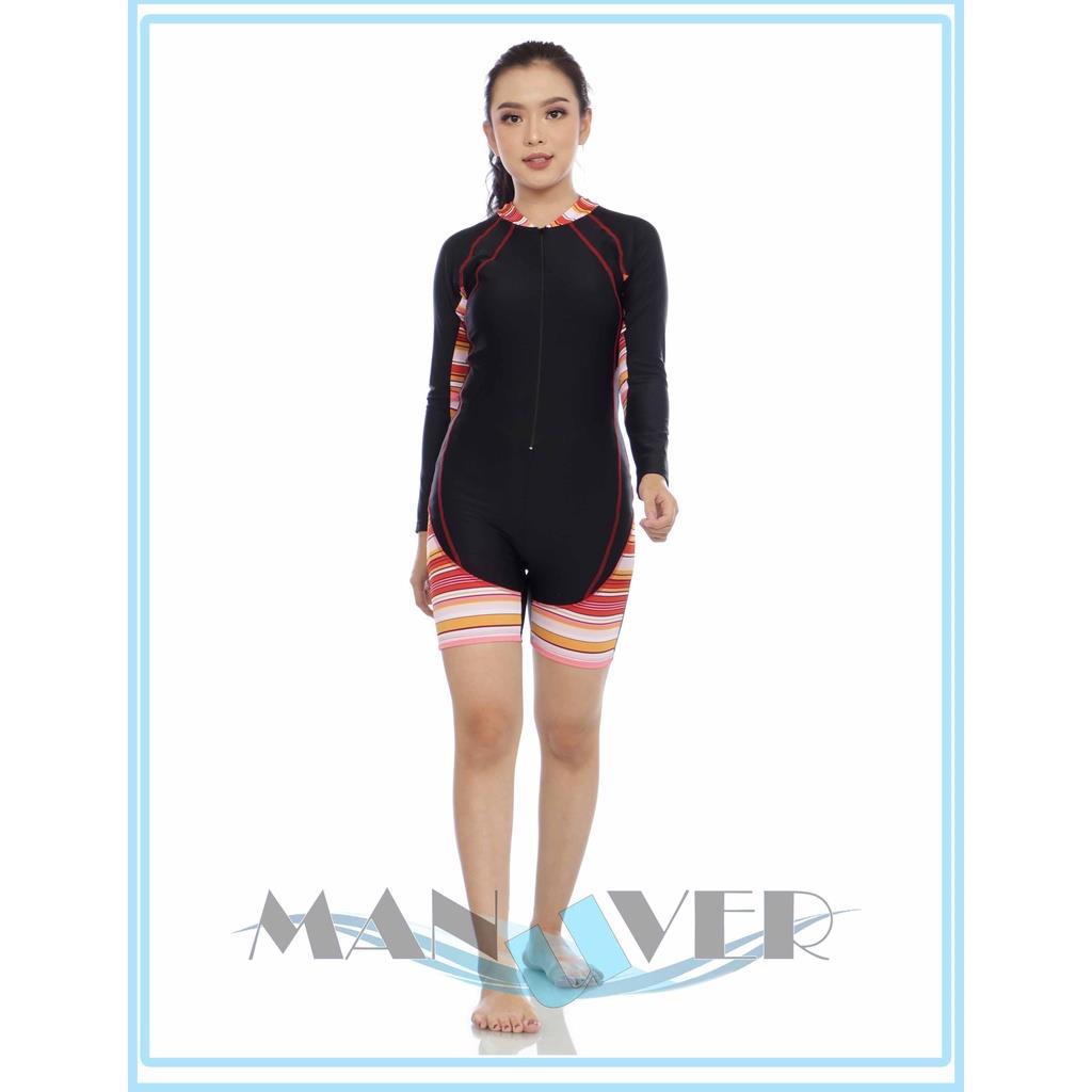 BAJU RENANG WANITA LENGAN PANJANG CORAK PAKAIAN RENANG DIVING WANITA