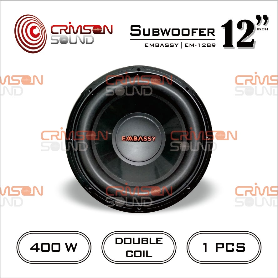 SPEAKER SUBWOOFER EMBASSY EM - 1289 DOUBLE COIL 12 Inch