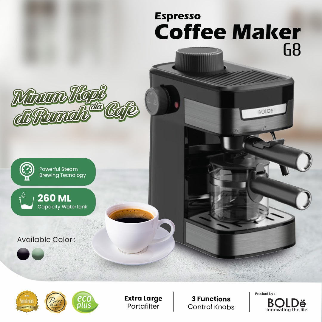 BOLDe G8 Coffee Maker / Mesin Kopi Espresso Otomatis Low Watt - FREE ONGKIR Jabodetabek