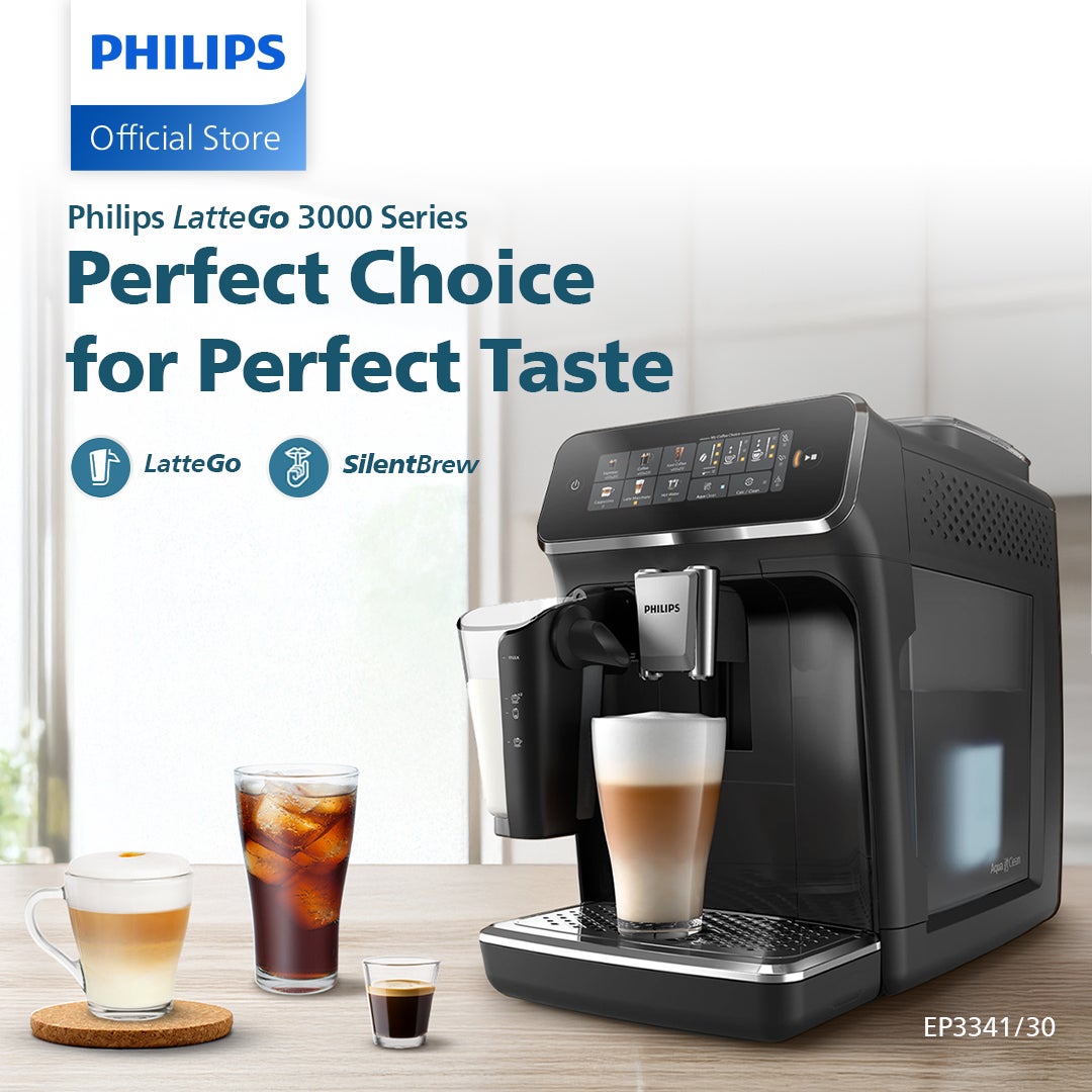 Philips Espresso Machine Mesin Kopi Otomatis 3000 Series EP3341/30 - Latte Go - 6 Pilihan Minuman - Fully Automatic - Mesin Kopi Philips - Mesin Kopi Espresso Mudah Dibersihkan