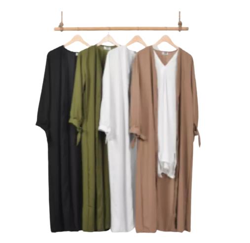 Nsra - Long Outer Wanita Muslimah Kekinian Ootd Hijab Cardigan Wanita Terbaru Tangan Tali Pita jumbo
