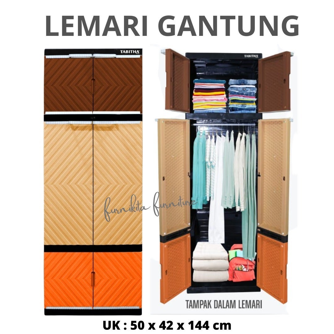 LEMARI PAKAIAN PLASTIK TABITHA GANTUNG CERMIN LS2P [TABBOX]
