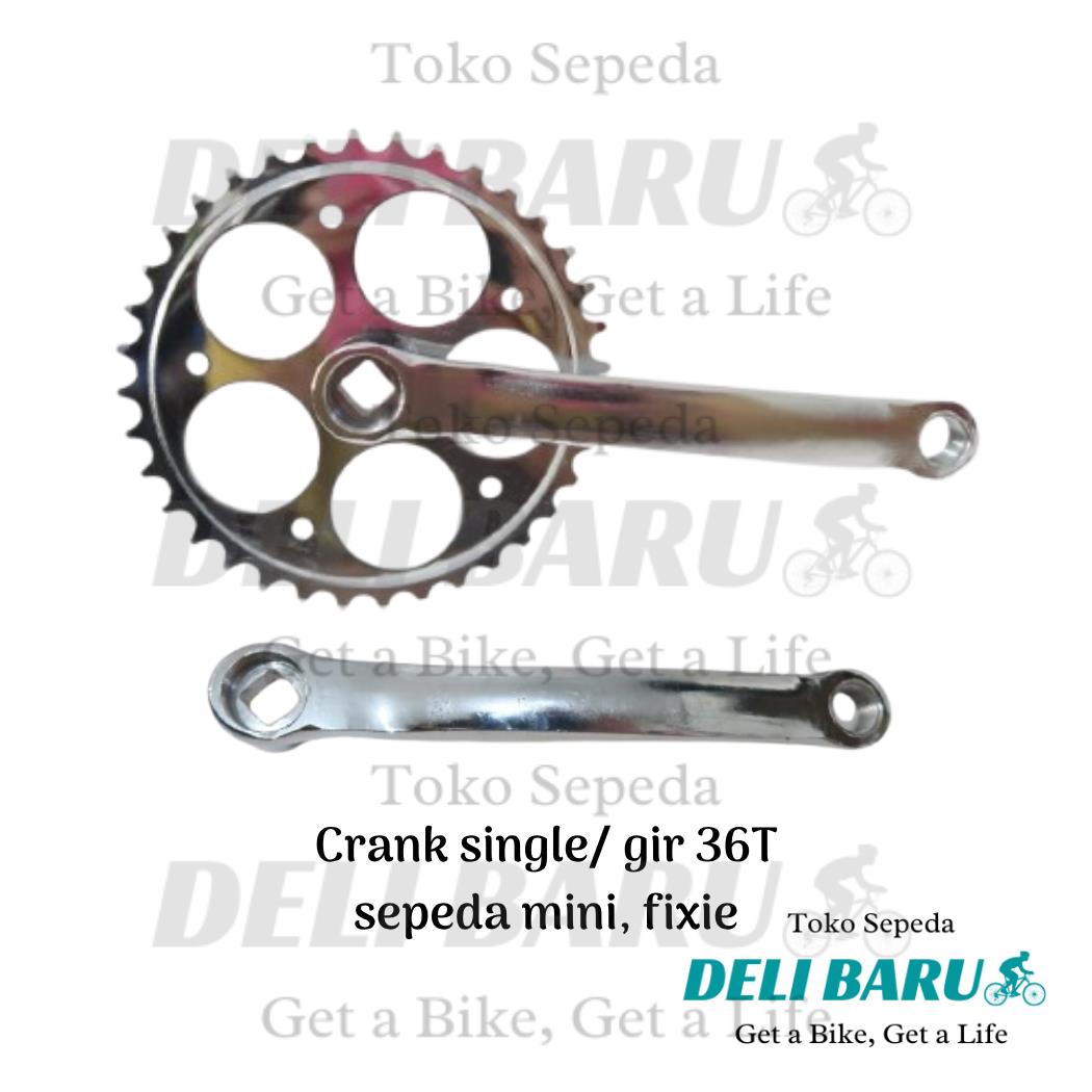 Deli baru Crank single speed 36T CP gir tengah chrome model as kotak sepeda mini fixie