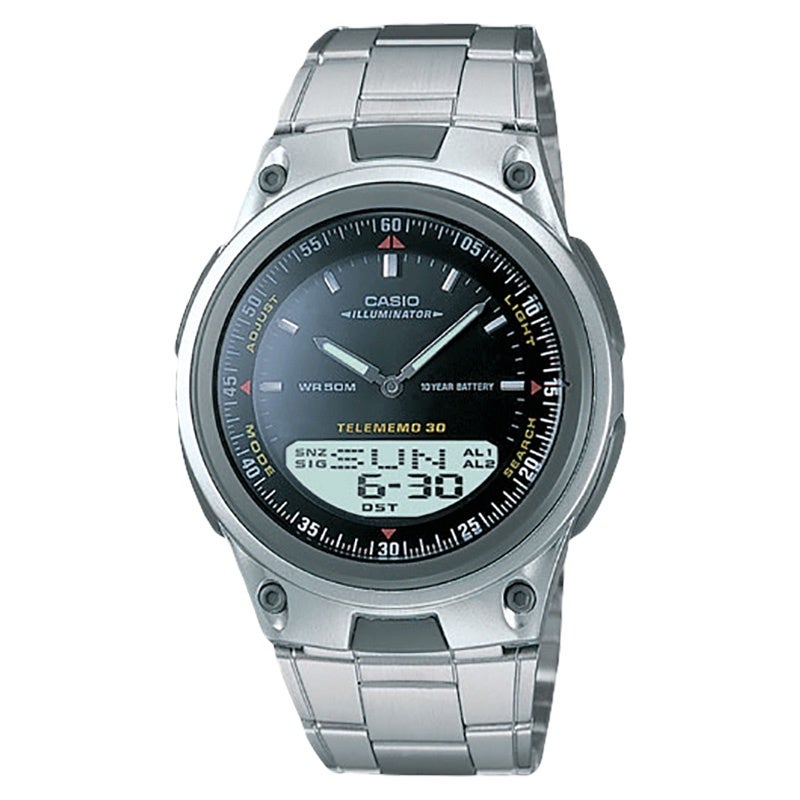 Jam Tangan Pria Analog Digital Casio Standard AW-80D-1AVDF AW-80 Youth 10 Year Battery Stainless Steel Band