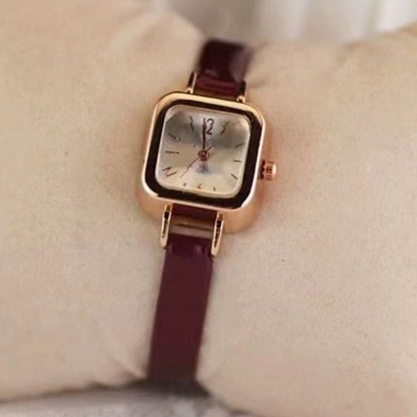 TJS Jam Tangan Quartz Strap PU Analog Casual Gaya Retro Wanita Persegi Watch Korean Fashion Persegi Kecil RM033