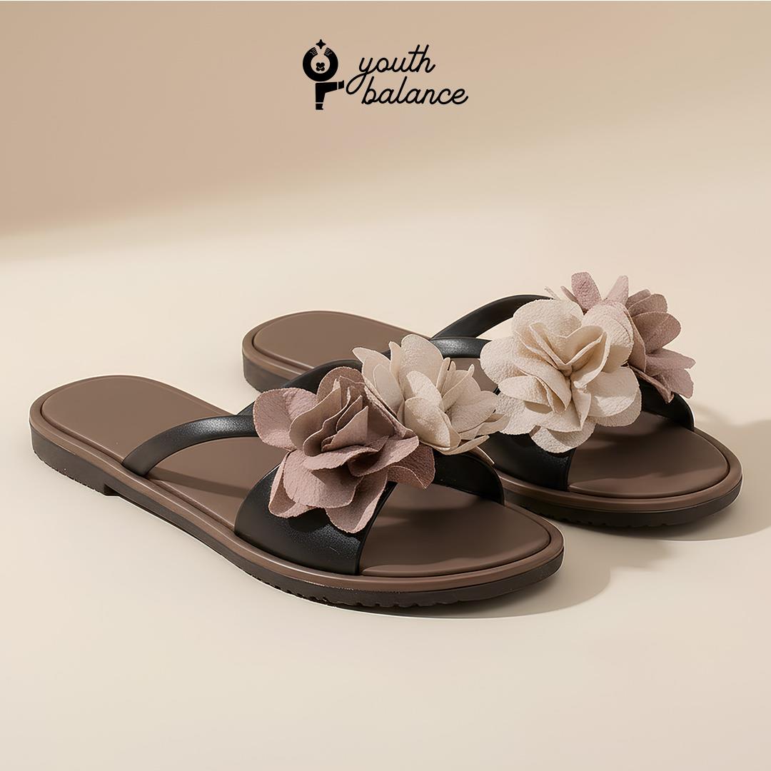 YouthBalance Sandal Jepit Wanita Bunga 3D Elegan PCU Empuk Anti Selip Casual Daily Wear 1205-C2
