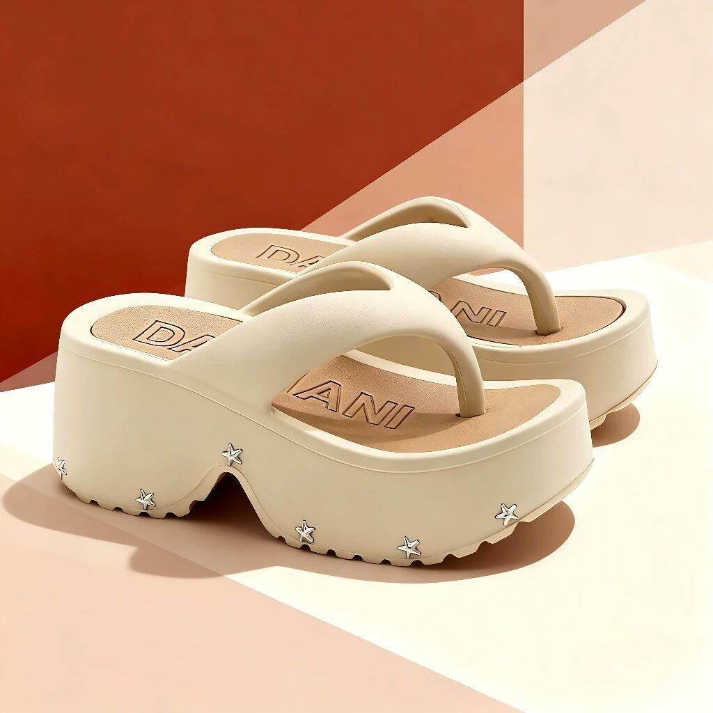 Sandal Wedges Wanita Korea Style Bahan Eva / Hak Tinggi 7Cm Elegan Dan Nyaman / Bahan Eva Anti Slip