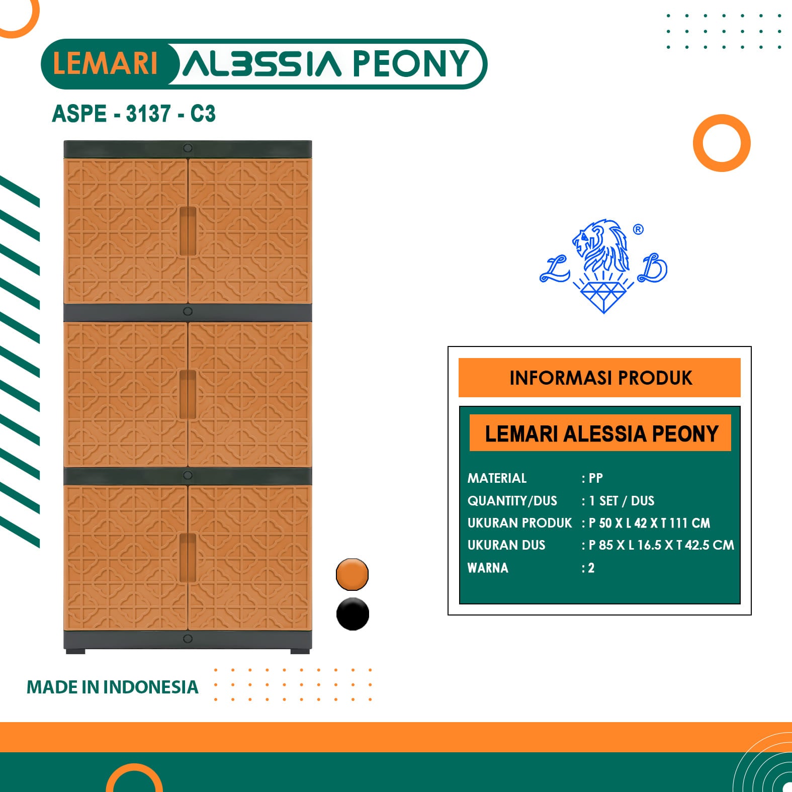 TABITHA ALESS LEMARI PAKAIAN PLASTIK SUSUN 3 MINI [TABBOX]