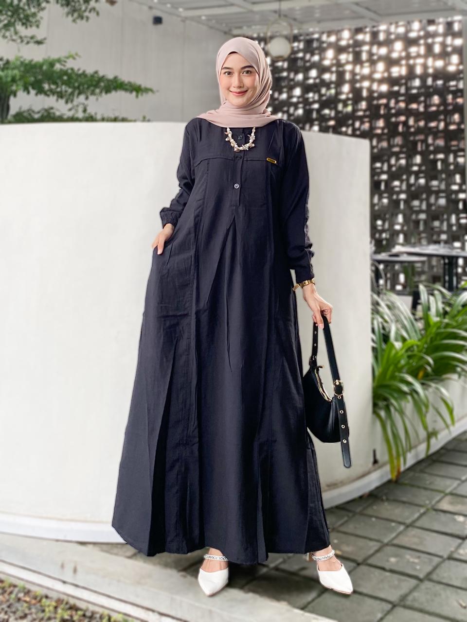 GAMIS LUNNA ll Gamis Polos Pololinen Busui Friendly Model Trendy Klasik terbaru 2026 ll LD 110 120cm