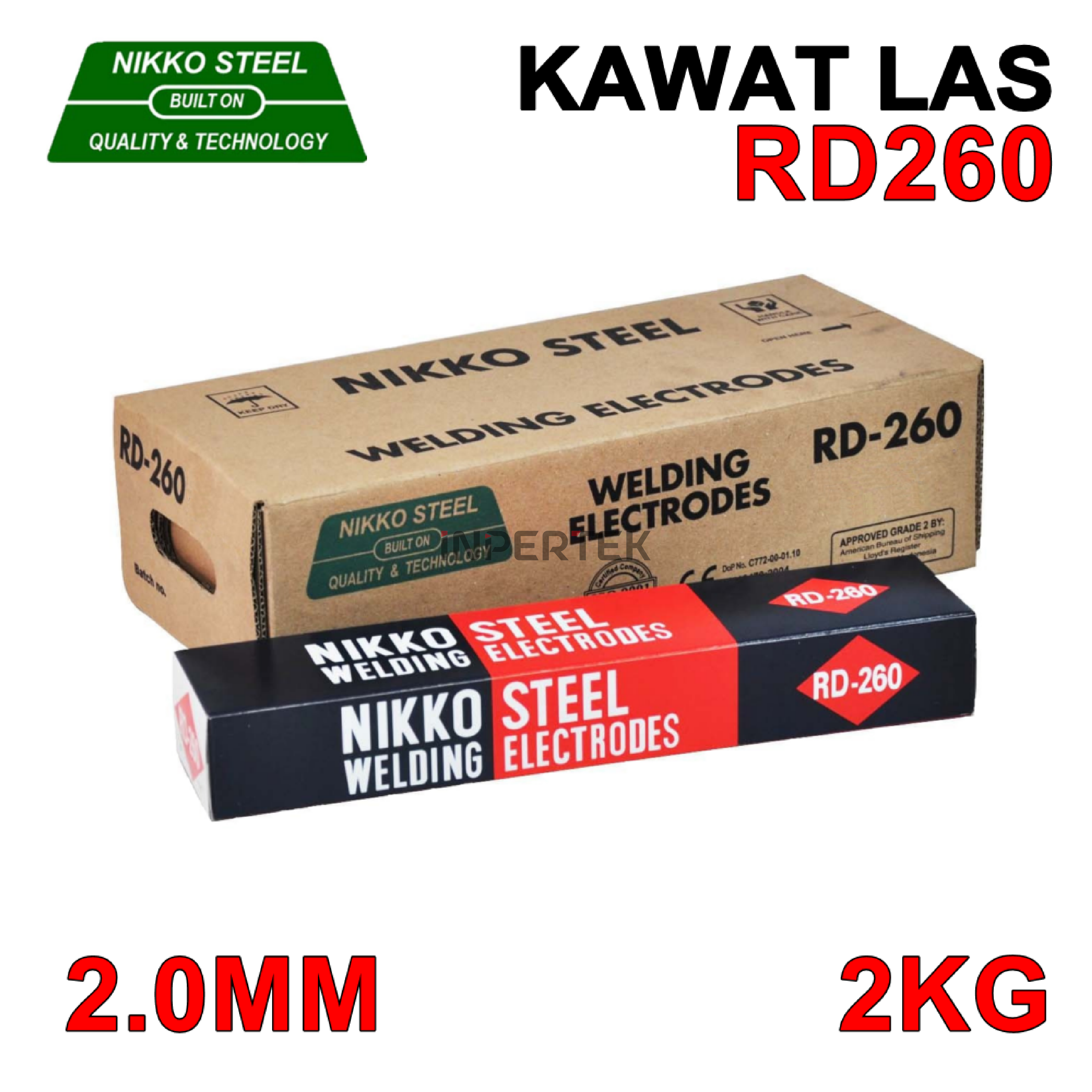 Kawat Las 2mm RD260 NIKKO STEEL 2.0 X 300 Elektroda RD 260 2 mm Welding Listrik Kemasan Per 20KG