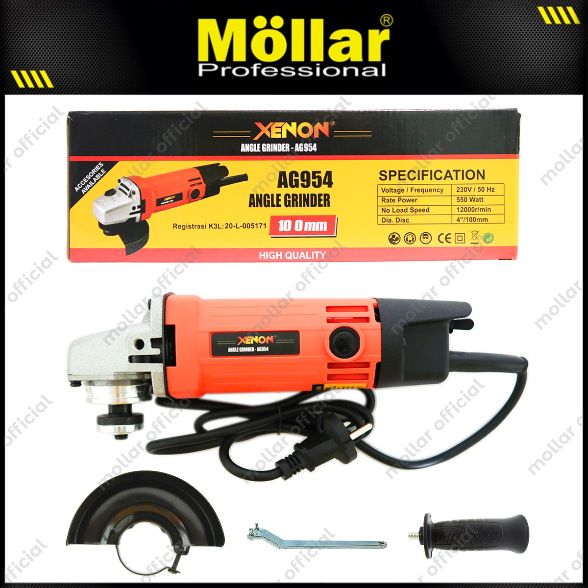 XENON AG954 Mesin Gerinda Tangan 4" Gurinda Listrik Angle Grinder