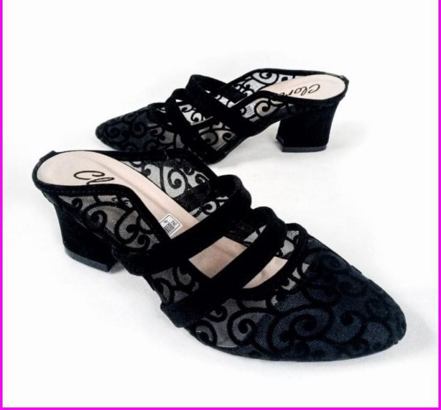 salle sepatu hak wanita brokat ANDIN real pict