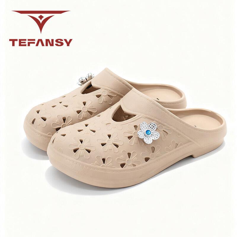 Tefansy Sepatu Wanita Wedges Premium Sandal Wanita Slop Slip On Terbaru Sandal Selop Jelly Wanita