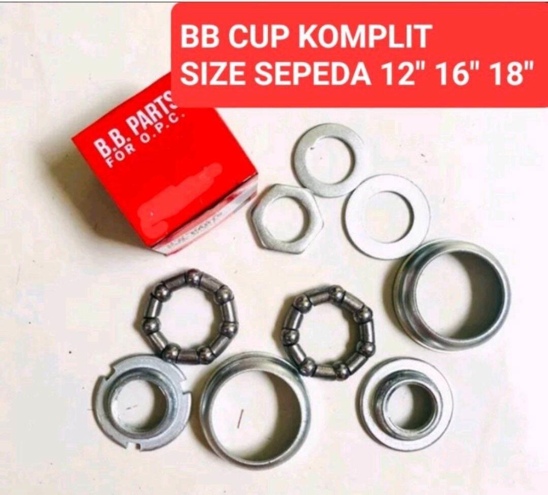 Rotel Gir Engkol As Tengah Langsung Ukuran Size 12 / 16 / 18 Inch BMX Mini Sepeda Anak Anak Termasuk Include BB Cup Cups Set Mangkok Pelor Bearing Sarang Crank Chainring Chain Ring