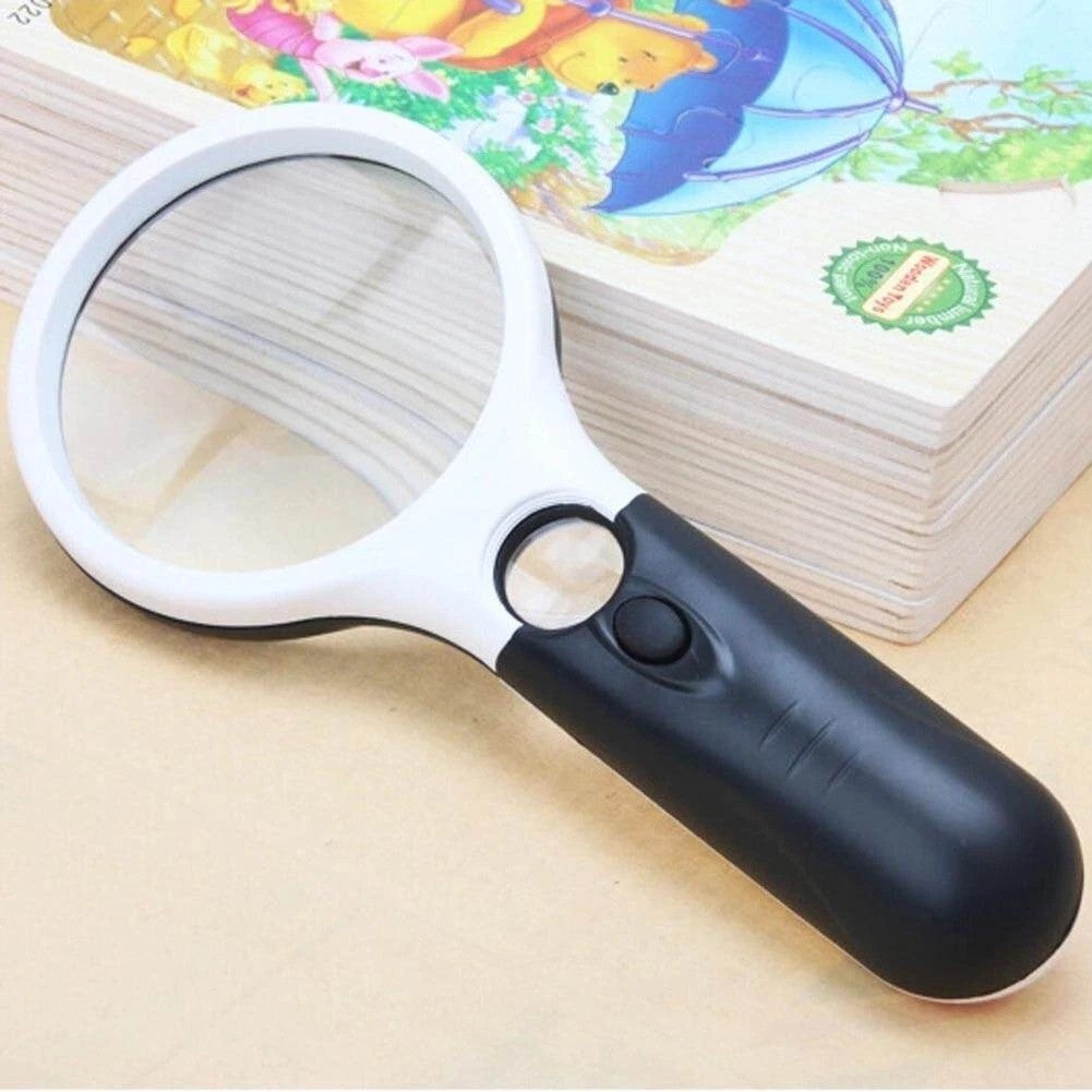 KACA PEMBESAR. 2in1 Magnifier Gelas Kaca Pembesar Dengan Lampu 3 LED Loop Magnifying Untuk Membaca dan Perhiasan Lensa Kaca Pembesar LED