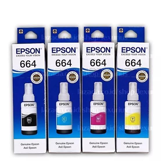 1 Set Tinta Epson 664 Original Premium L100/L110/L120/L200/L210/L300/310/L350/L360