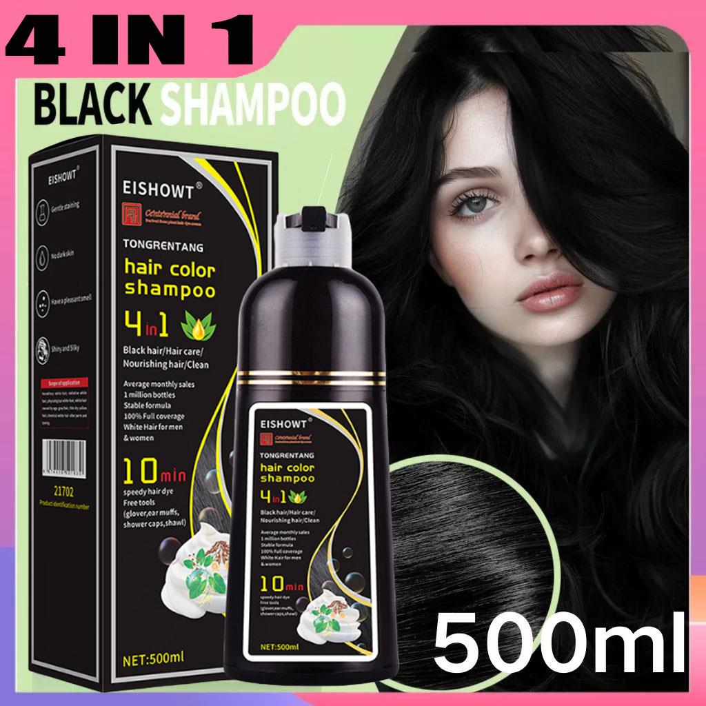 4 IN 1 Herbal Hair Color Black Shampoo Hair Dye Shampoo Black Hair Treatment Care 500ML