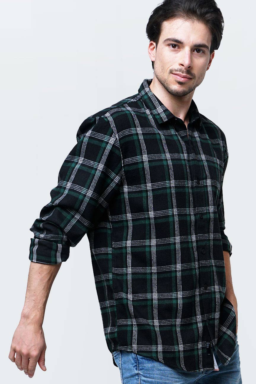 Bombboogie Kemeja Pria Moses Black Green 24823B5BN