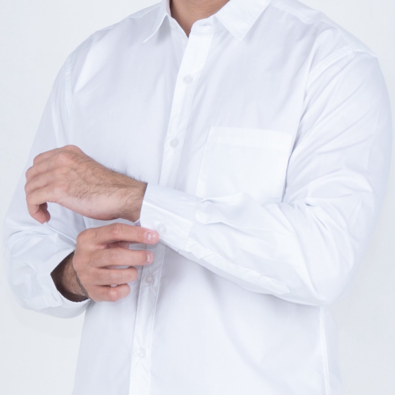 Benhill Kemeja Pria Basic Polos Panjang Katun Poplin Putih 09-12133