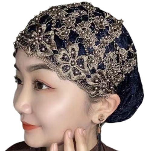 Inner Hijab Turban Renda dengan Sulam Mutiara Elegan Ciput Soft Nyaman untuk Acara Pesta dan Harian Model Simpel & Premium
