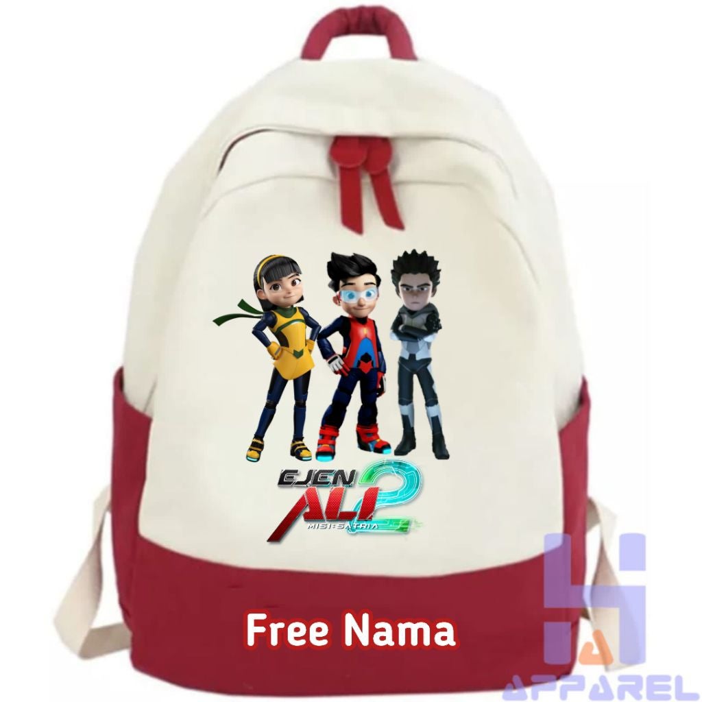 TAS RANSEL ANAK EJEN ALI MOVIE 2 MISI SATRIA FREE NAMA