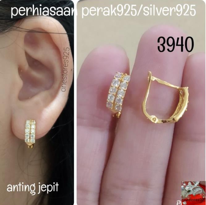 sale! ADA SURAT DAN BISA JUAL LAGI anting jepit kuning perak 925 lapis emas 3940