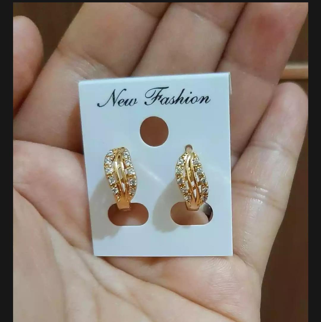 PERHIASAN WANITA ANTING CLIP TITANIUM MOTIF TERBARU ANTI LUNTUR/KARAT