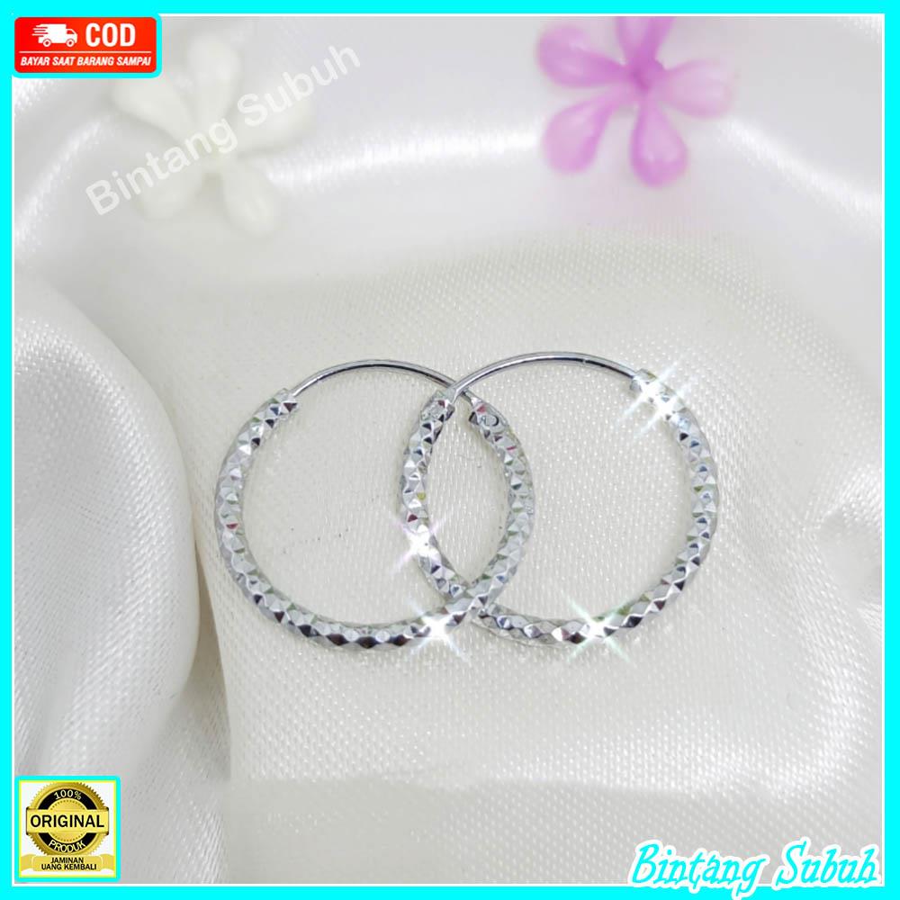 Anting Gipsi Ukir Silver Perak Perhiasan Fashion Anti Luntur Tidak Karatan