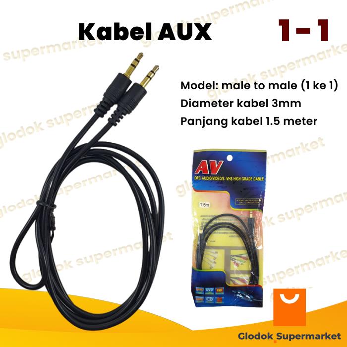 Kabel AUX Audio 3.5mm 1 in 1 Colokan Music Mobil mini to mini Cable Audio Jek 1.5m