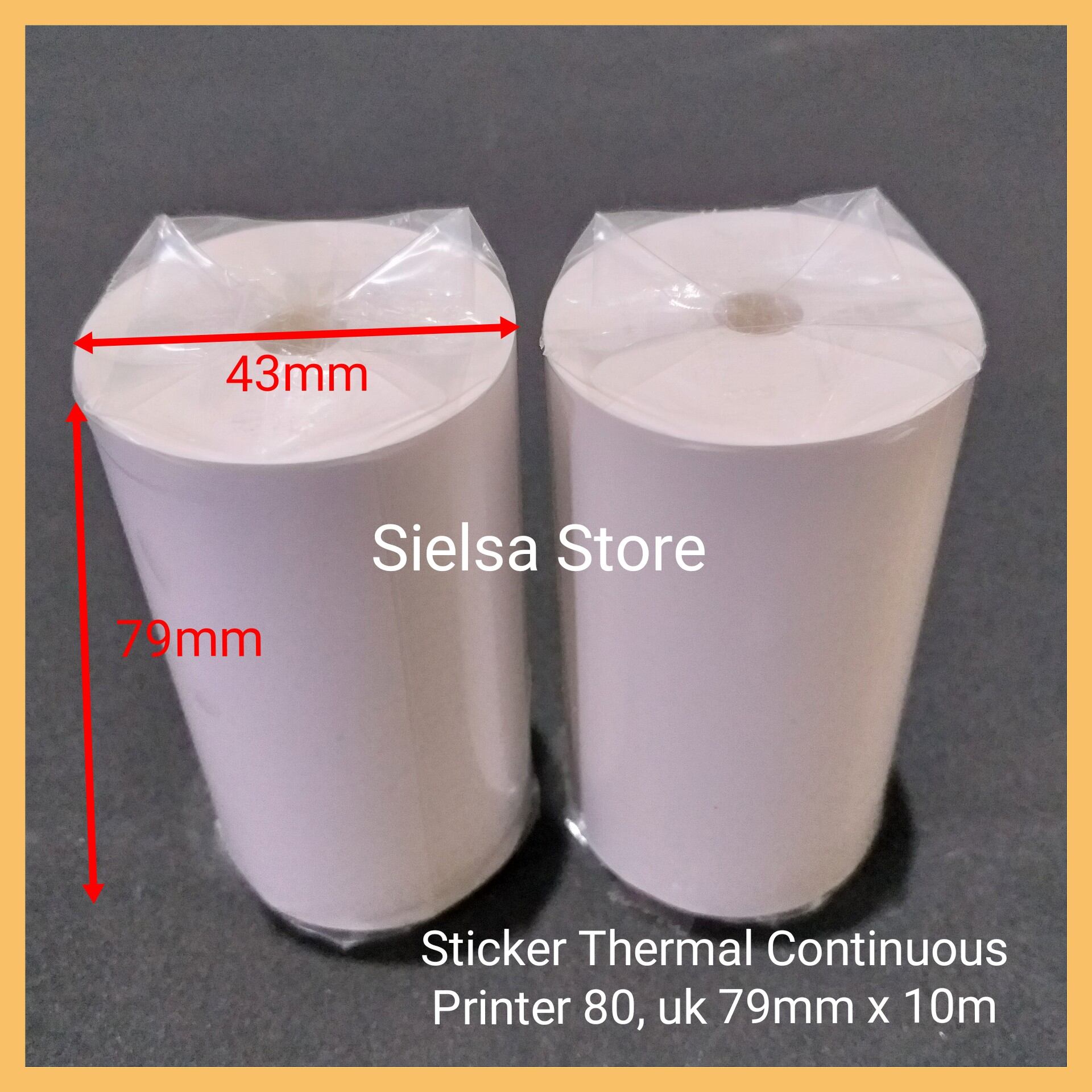 Stiker thermal untuk printer 80 || uk 79x10m kertas stiker direct thermal continuous (nyambung)