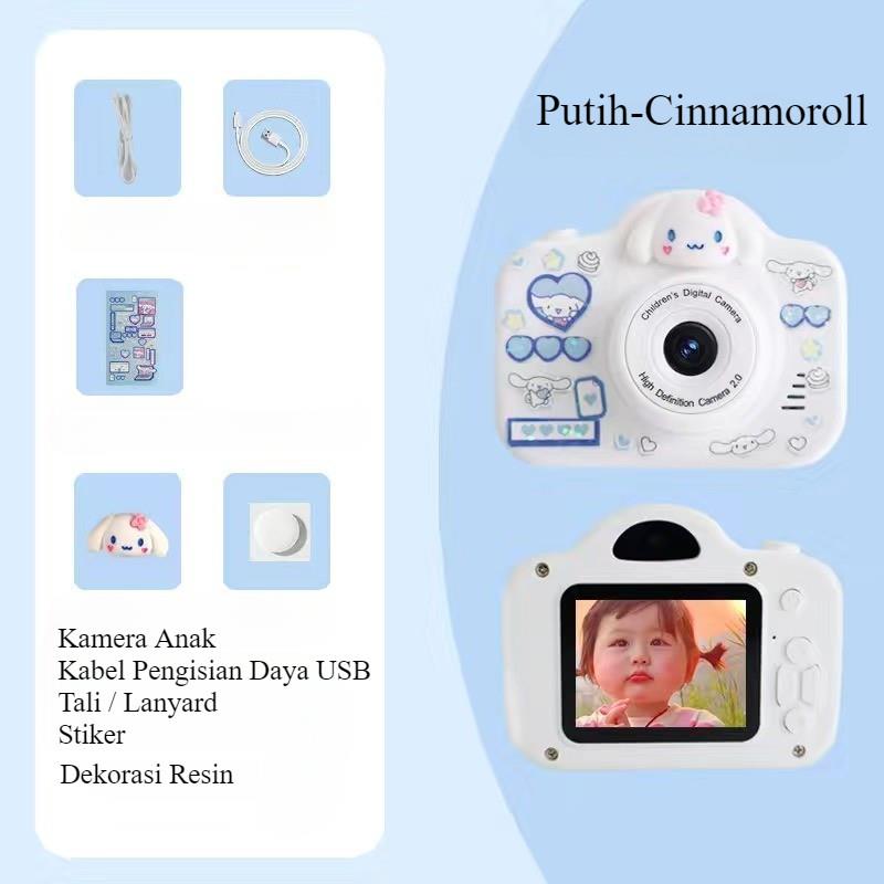 【COD】Sanrio Kuromi Kamera Anak Mini Hadiah Anak Kamera Digital Kamera Perekam Video 1080p Camera USB 2.0 inci Layar IPS & 2000W HD Dual Camera Game Bawaan Multifungsi Mainan Kamera