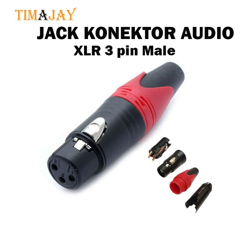 jack konektor audio hitam merah male XLR 3 PIN terbaru bisa cod