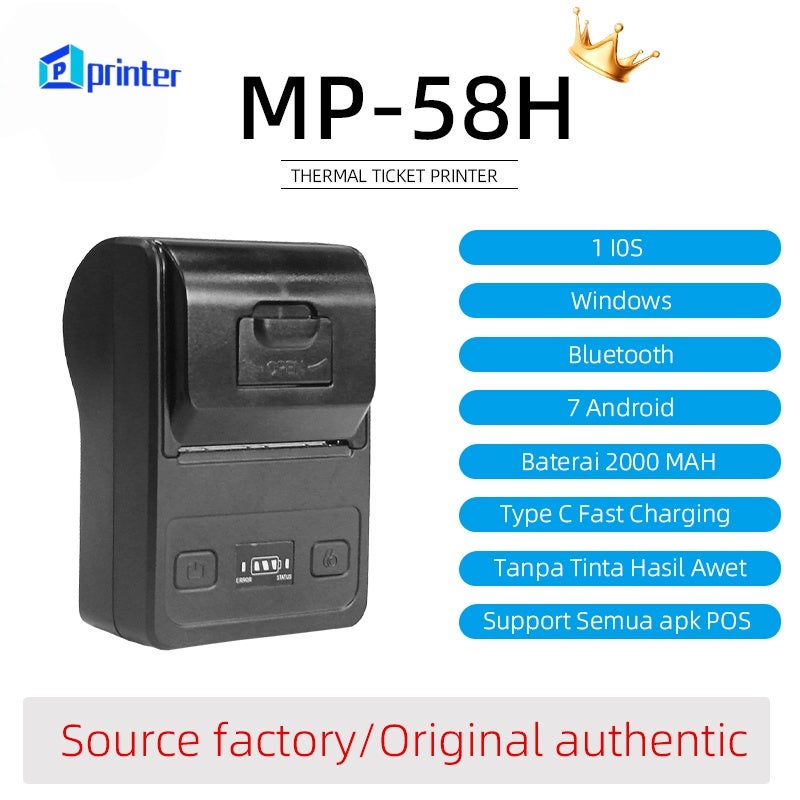 Printer Termal Printer Bluetooth Portable baterai mini printer kasir 58M free gift 3*Paper Roller