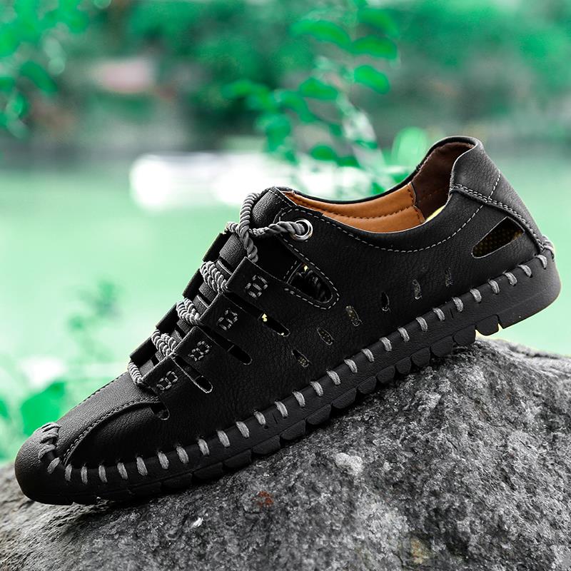 INLIKE Terbaru Sandal Gunung Pria Hiking Sepatu Olahraga Mendaki Sandal Kulit Outdoor Trekking Tidak Licin Tahan Air 036