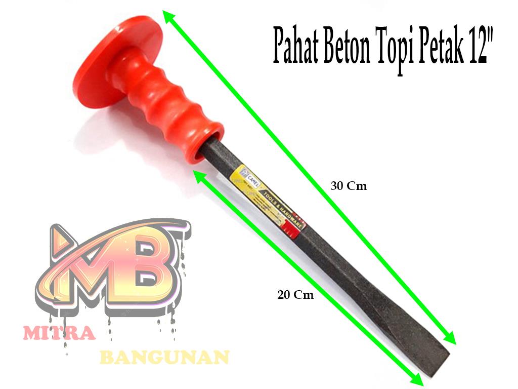 Pahat Beton PETAK Gagang Bulat 8" - 12 inch Heavy Duty / Pahat Baja Tembok Kuat dan Kokoh - Mitra Bangunan