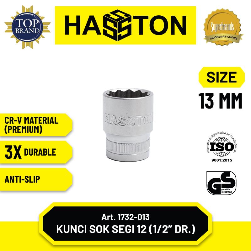 Hasston Kunci Sok Chrome Segi 12 - Mata Sok 1/2 (Art 1732)