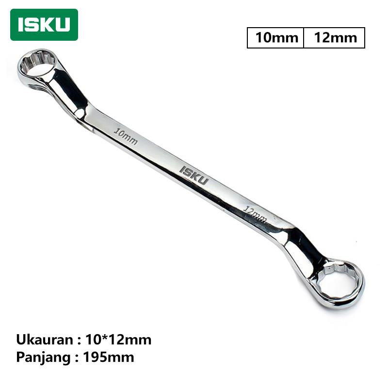 ISKU Kunci Double Ring Kunci Ring Offset Ring Spanner Industrial CR-V Kunci Ring Pas 8-27mm