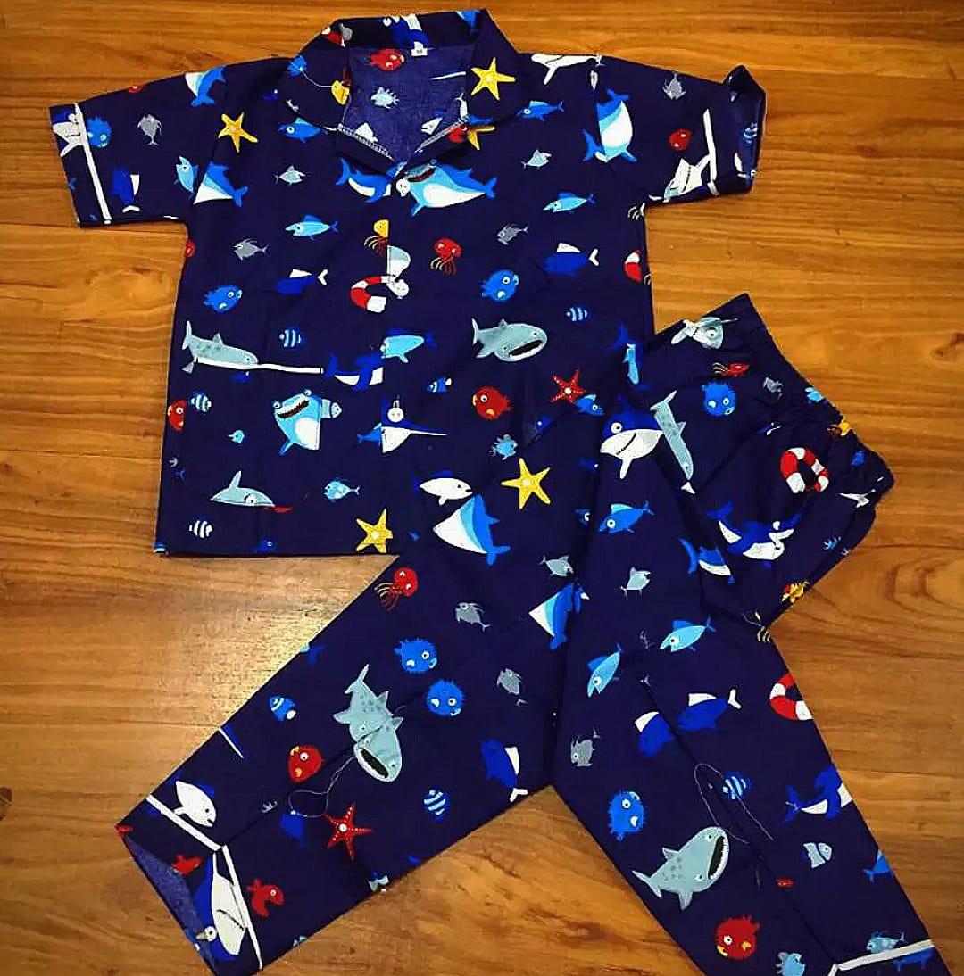 STELAN PIYAMA ANAK / BAJU TIDUR ANAK MOTIF KARAKTER ABU-ABU