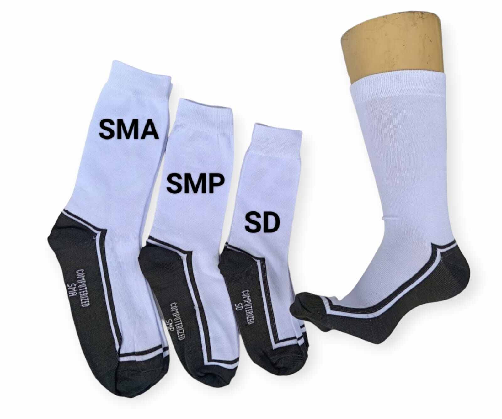 Promo 6 Pasang Kaos Kaki Sekolah Putih Telapak Hitam SD SMP SMA